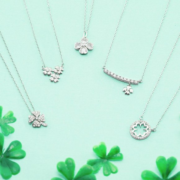 Dainty Silver Clover Necklace, 925 Sterling Silver Charmed Aroma - Picture 5 of 5